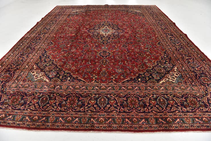 Detail image of 9' 10 x 12' 10 Hand Knotted Mashad Persian Wool Rug