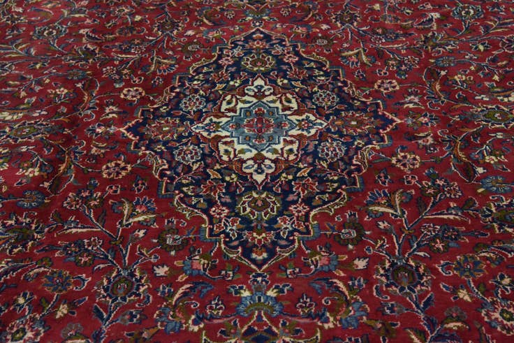 Detail image of 9' 10 x 12' 10 Hand Knotted Mashad Persian Wool Rug