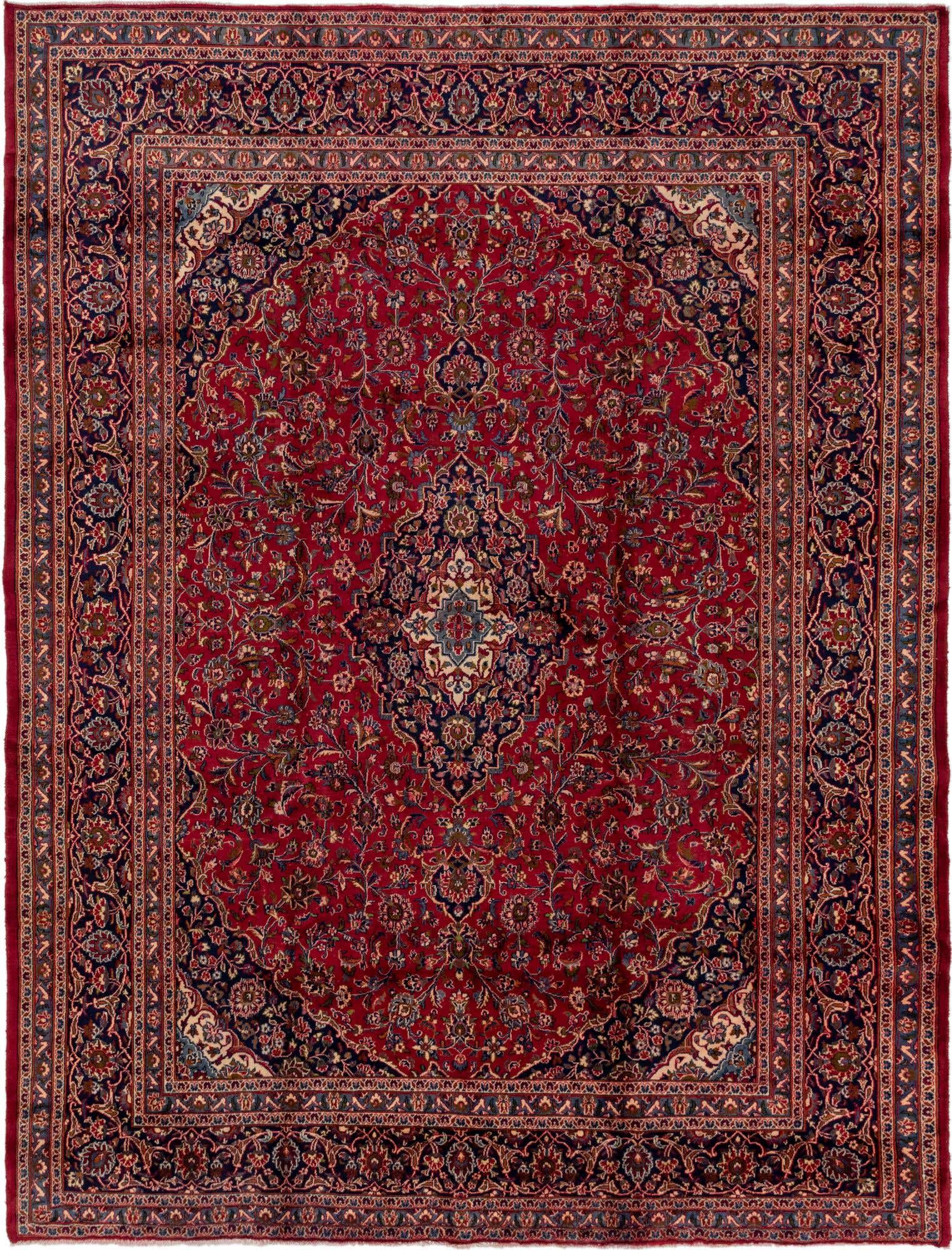 9' 10 x 12' 10 Hand Knotted Mashad Persian Wool Rug