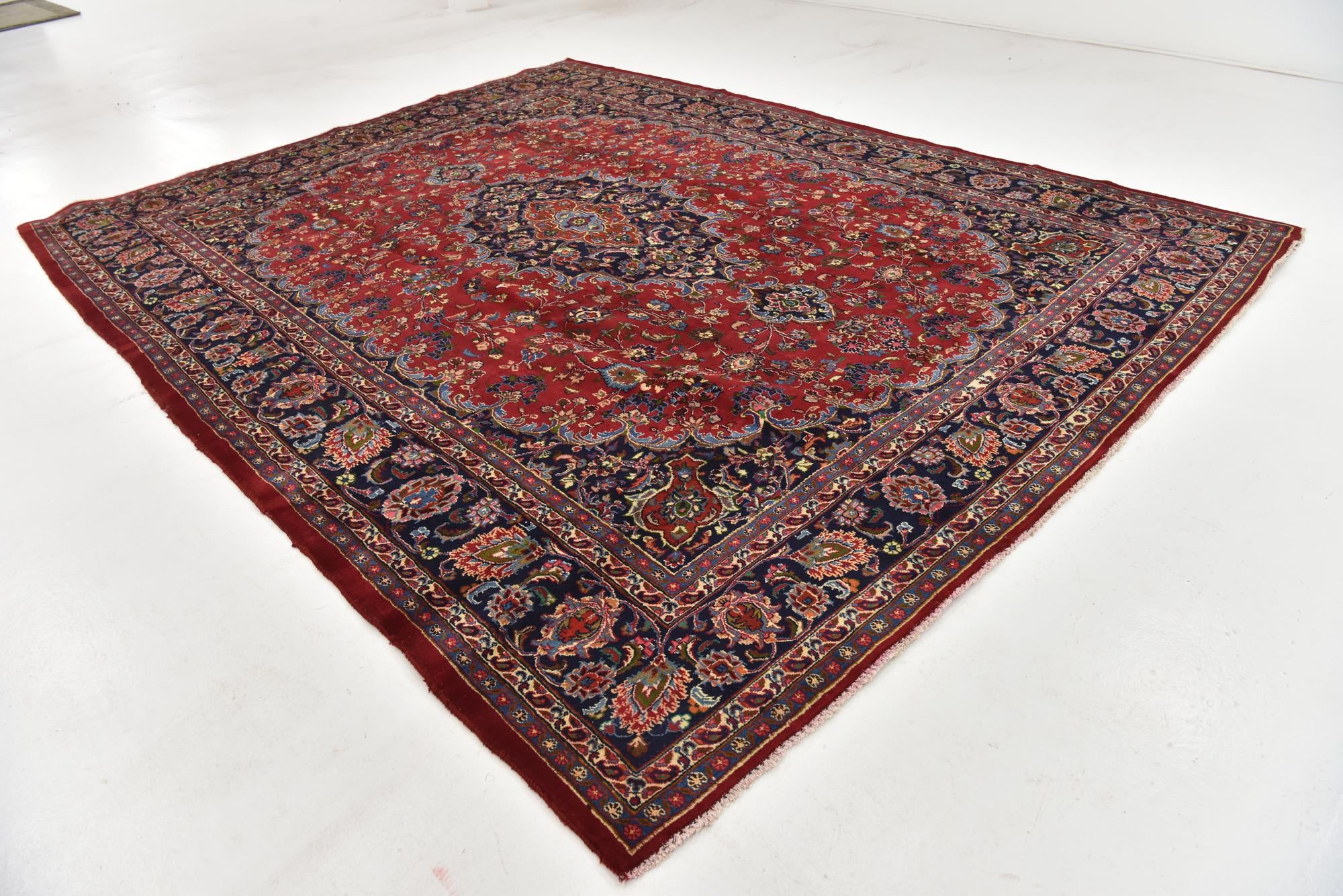 9' 10 x 12' 7 Hand Knotted Mashad Persian Wool Rug