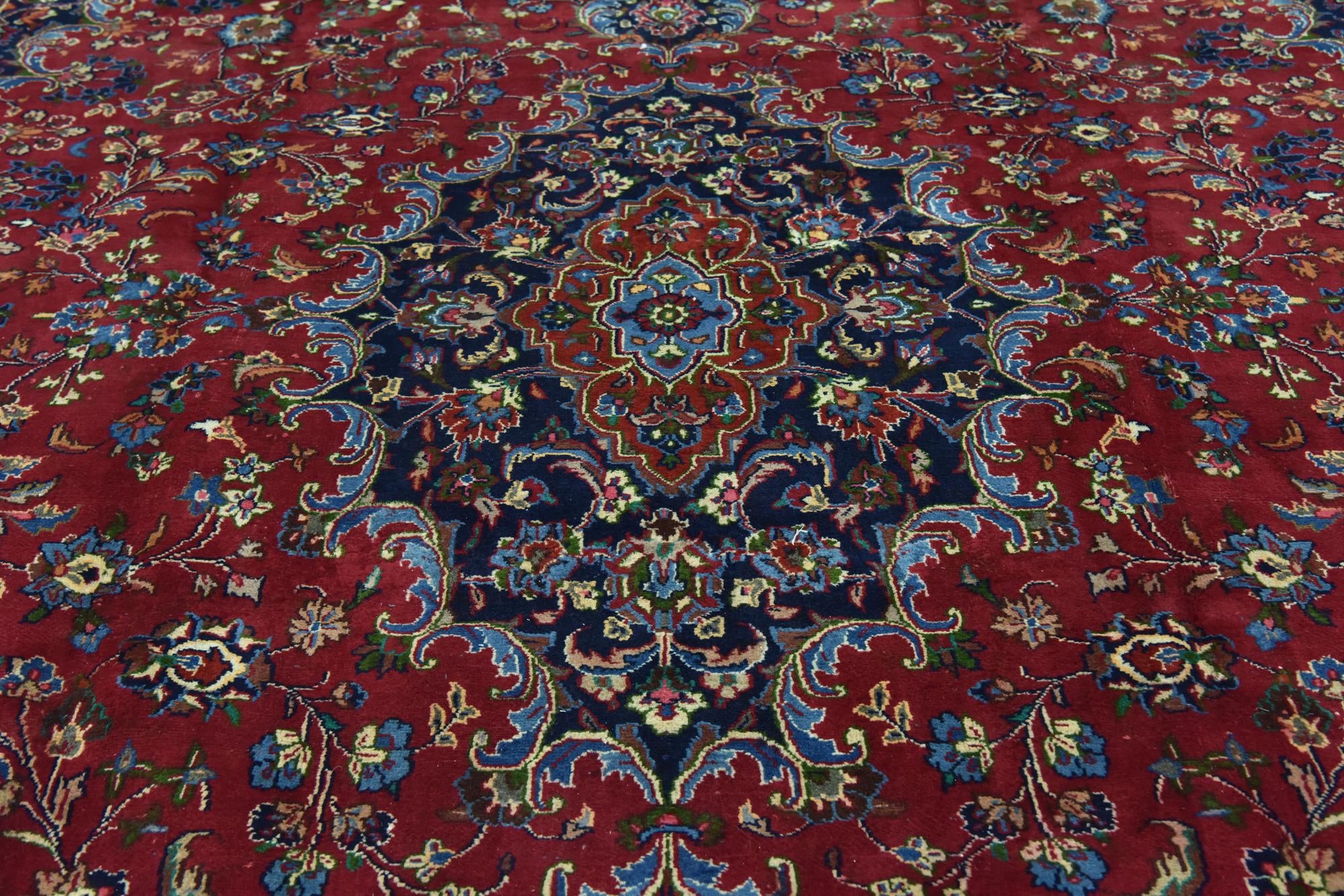 9' 10 x 12' 7 Hand Knotted Mashad Persian Wool Rug