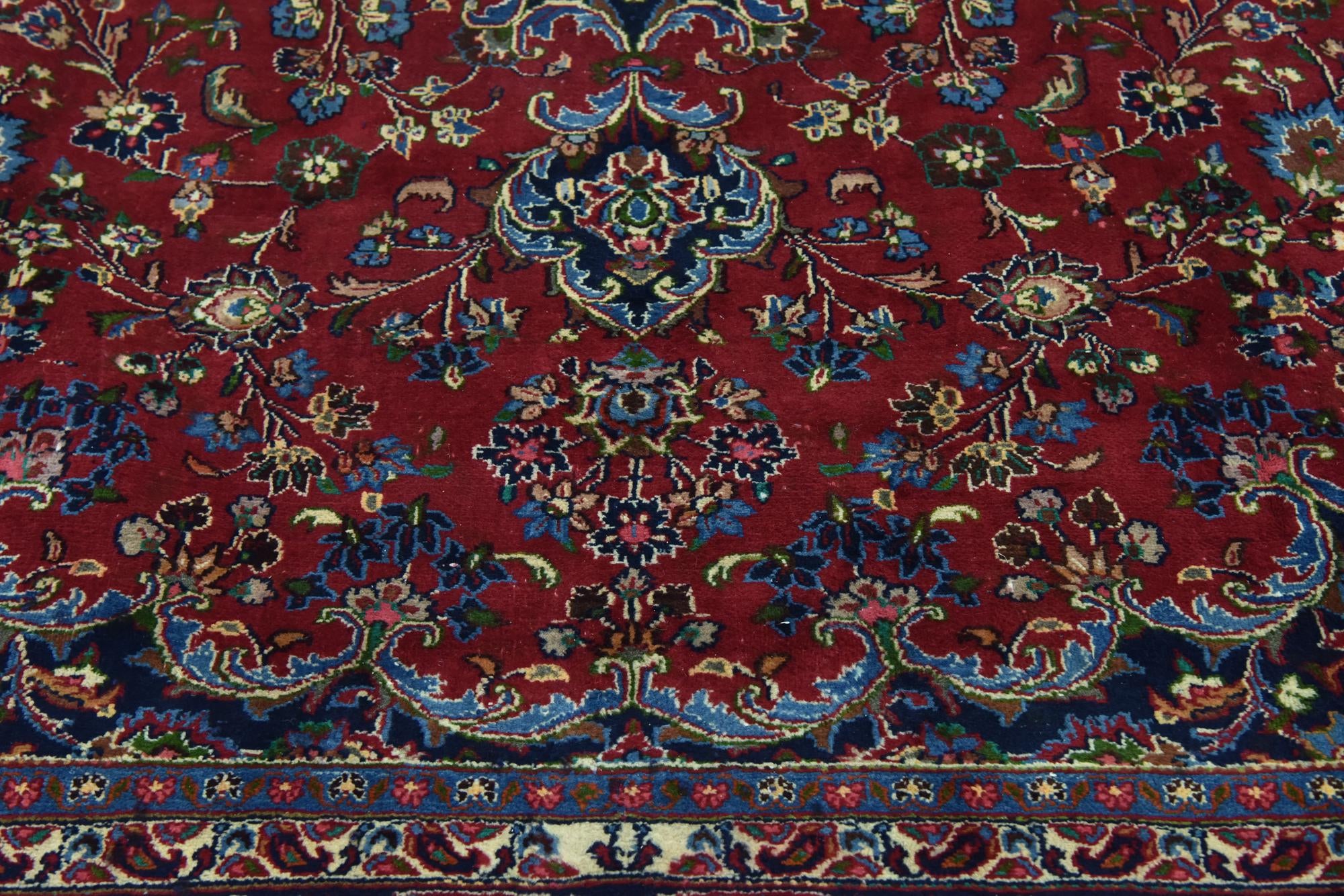 9' 10 x 12' 7 Hand Knotted Mashad Persian Wool Rug