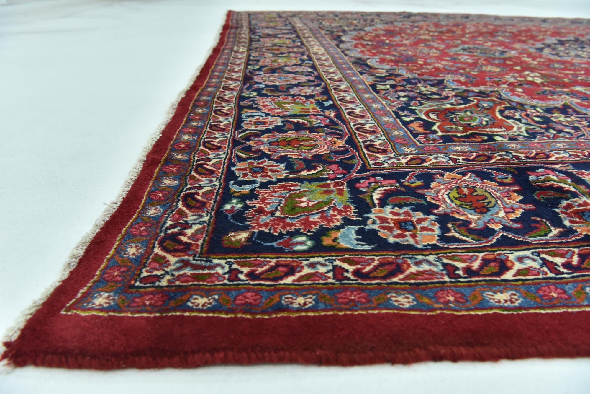 9' 10 x 12' 7 Hand Knotted Mashad Persian Wool Rug