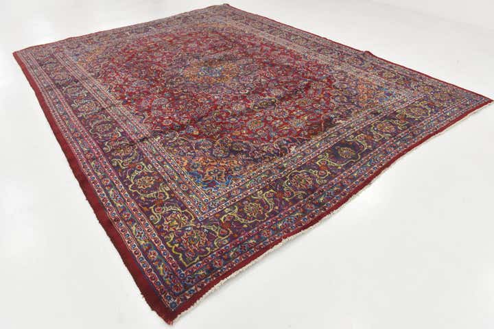 9' 8 x 12' 7 Hand Knotted Mashad Persian Wool Rug