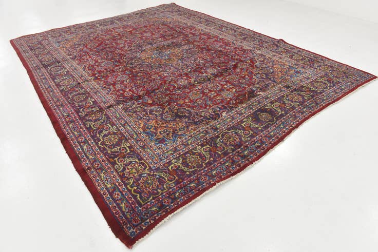 Detail image of 9' 8 x 12' 7 Hand Knotted Mashad Persian Wool Rug