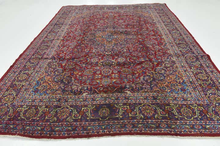 9' 8 x 12' 7 Hand Knotted Mashad Persian Wool Rug