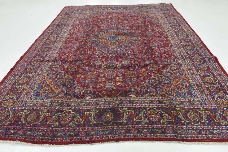 Detail image of 9' 8 x 12' 7 Hand Knotted Mashad Persian Wool Rug