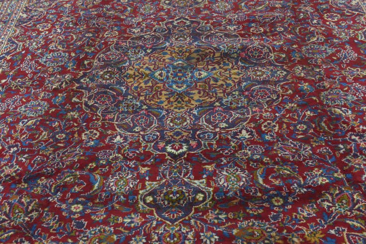 Detail image of 9' 8 x 12' 7 Hand Knotted Mashad Persian Wool Rug