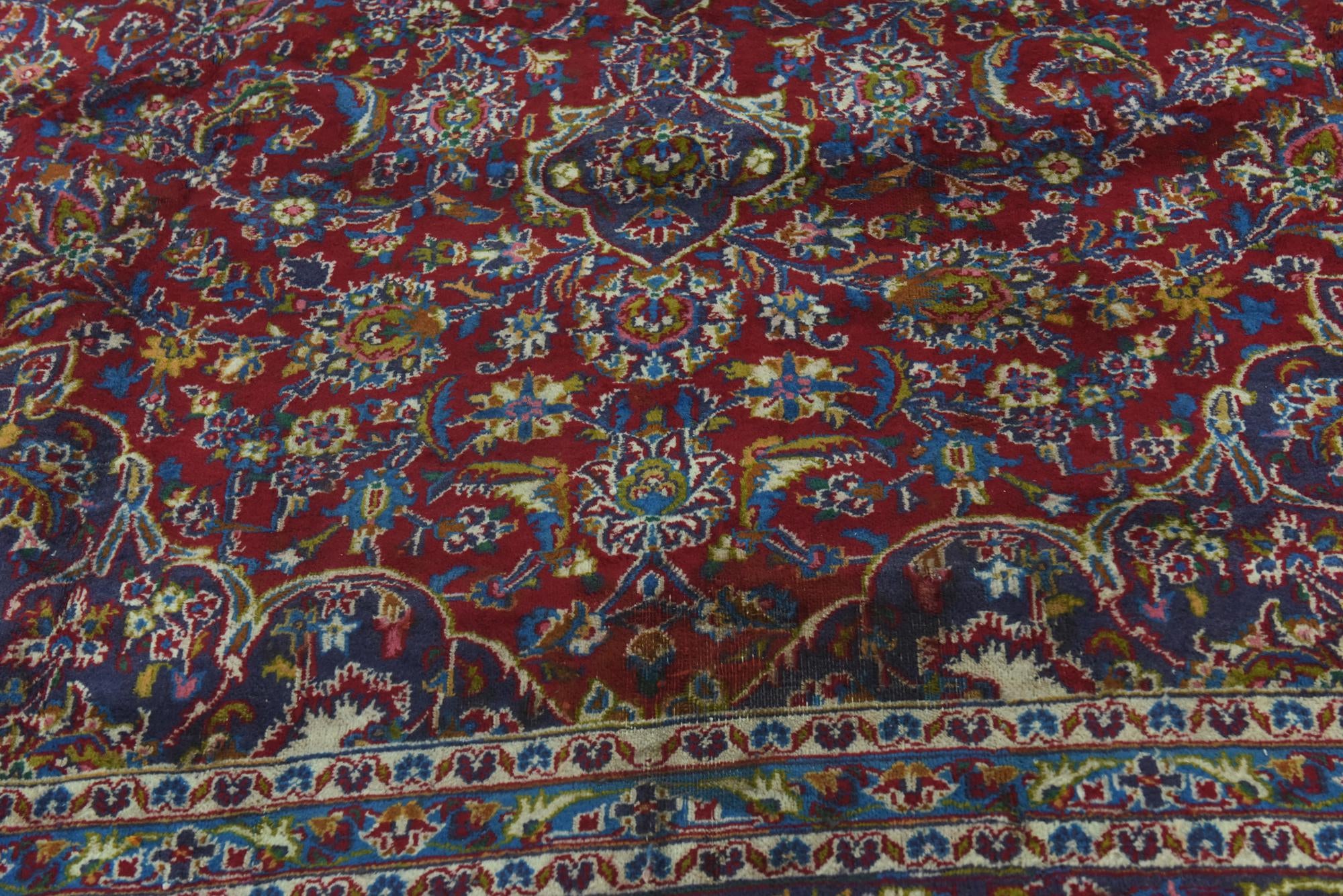 9' 8 x 12' 7 Hand Knotted Mashad Persian Wool Rug