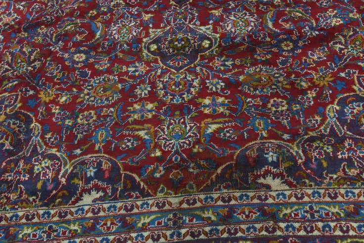 Detail image of 9' 8 x 12' 7 Hand Knotted Mashad Persian Wool Rug