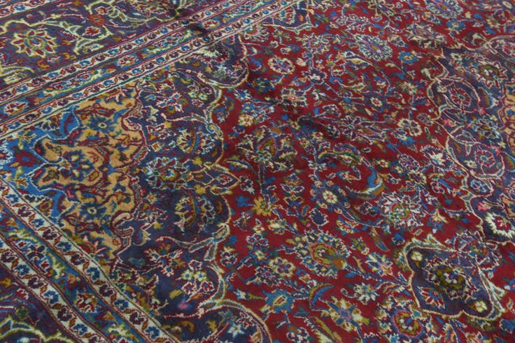 Detail image of 9' 8 x 12' 7 Hand Knotted Mashad Persian Wool Rug