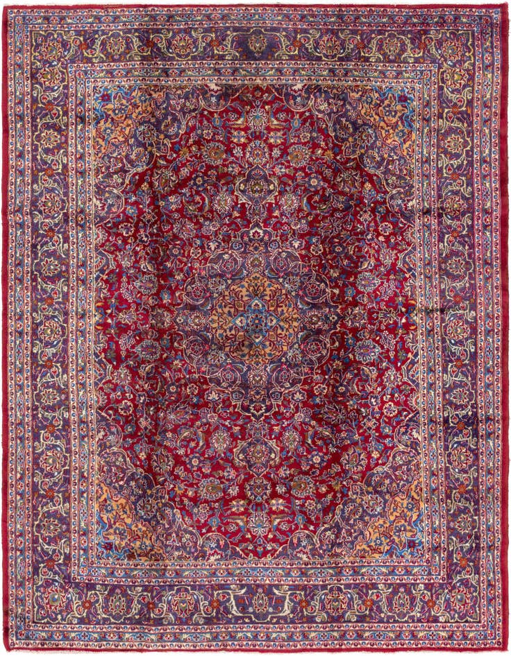 Detail image of 9' 8 x 12' 7 Hand Knotted Mashad Persian Wool Rug