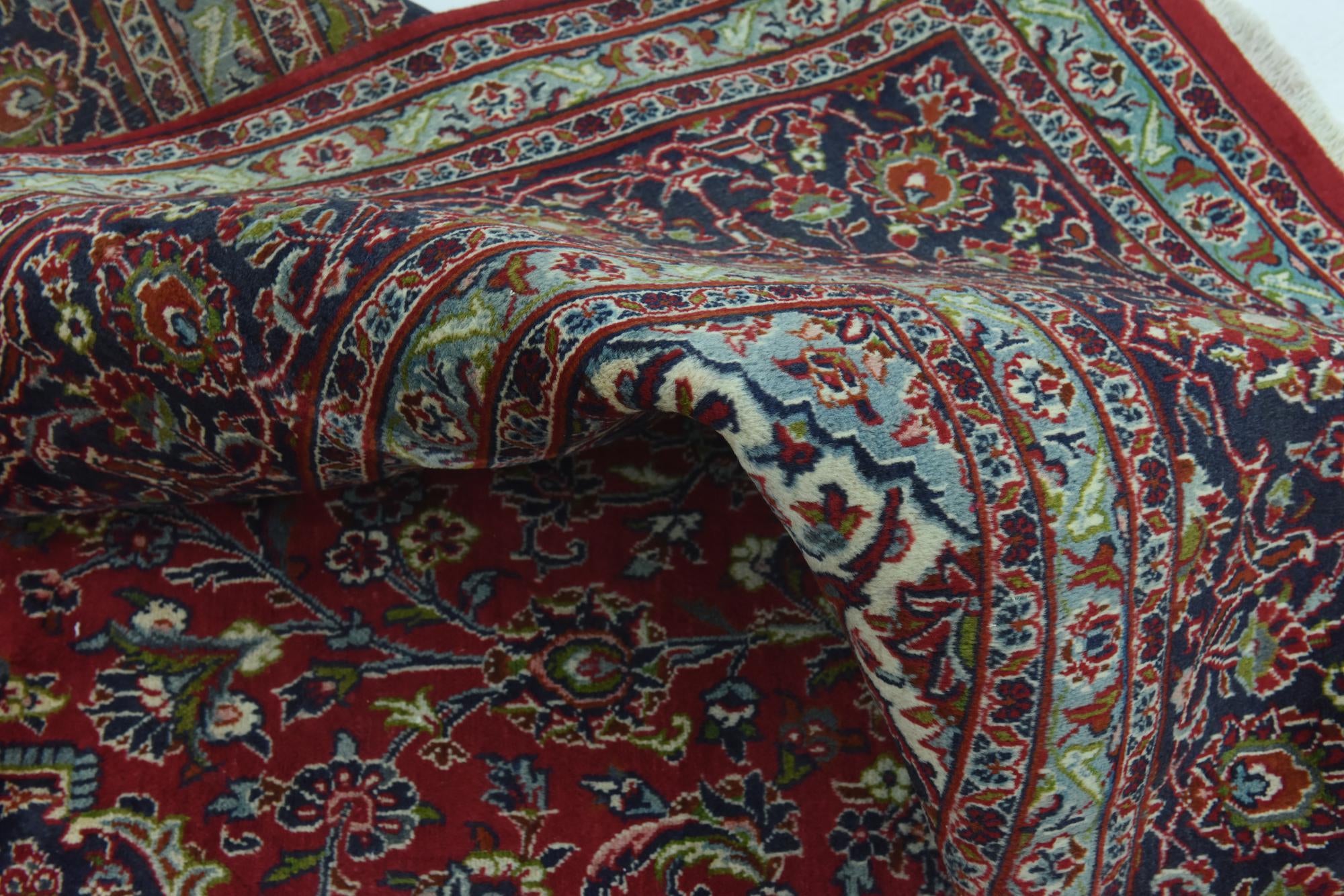 9' 6 x 12' 10 Hand Knotted Mashad Persian Wool Rug