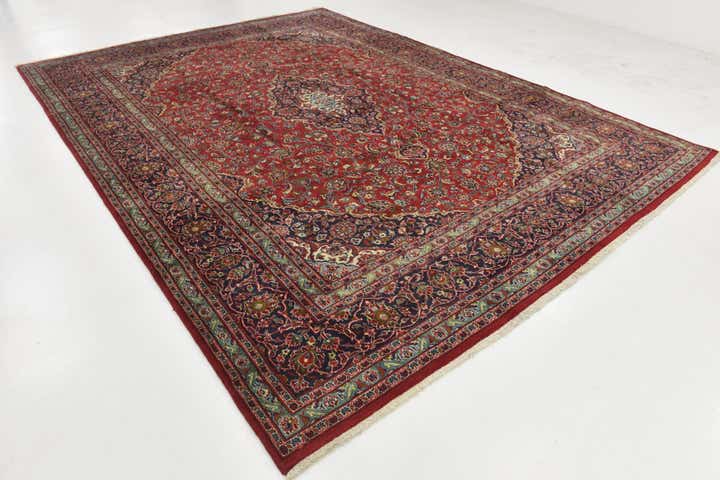 9' 6 x 12' 10 Hand Knotted Mashad Persian Wool Rug