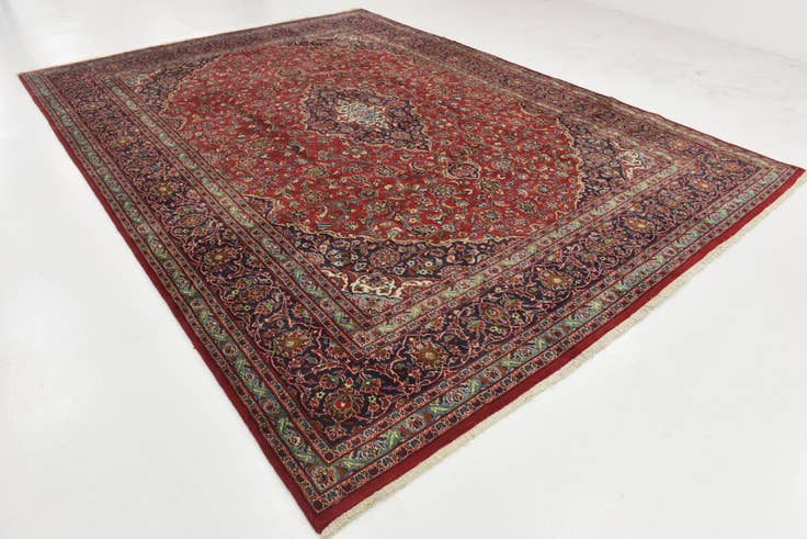 Detail image of 9' 6 x 12' 10 Hand Knotted Mashad Persian Wool Rug