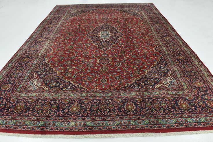 Detail image of 9' 6 x 12' 10 Hand Knotted Mashad Persian Wool Rug