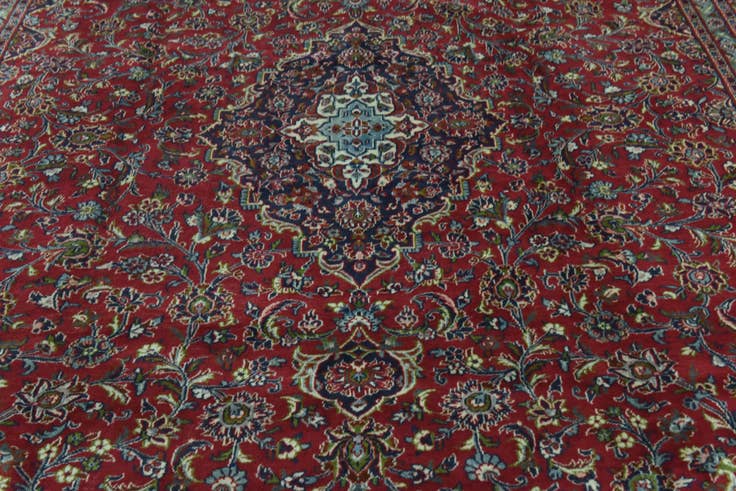 Detail image of 9' 6 x 12' 10 Hand Knotted Mashad Persian Wool Rug