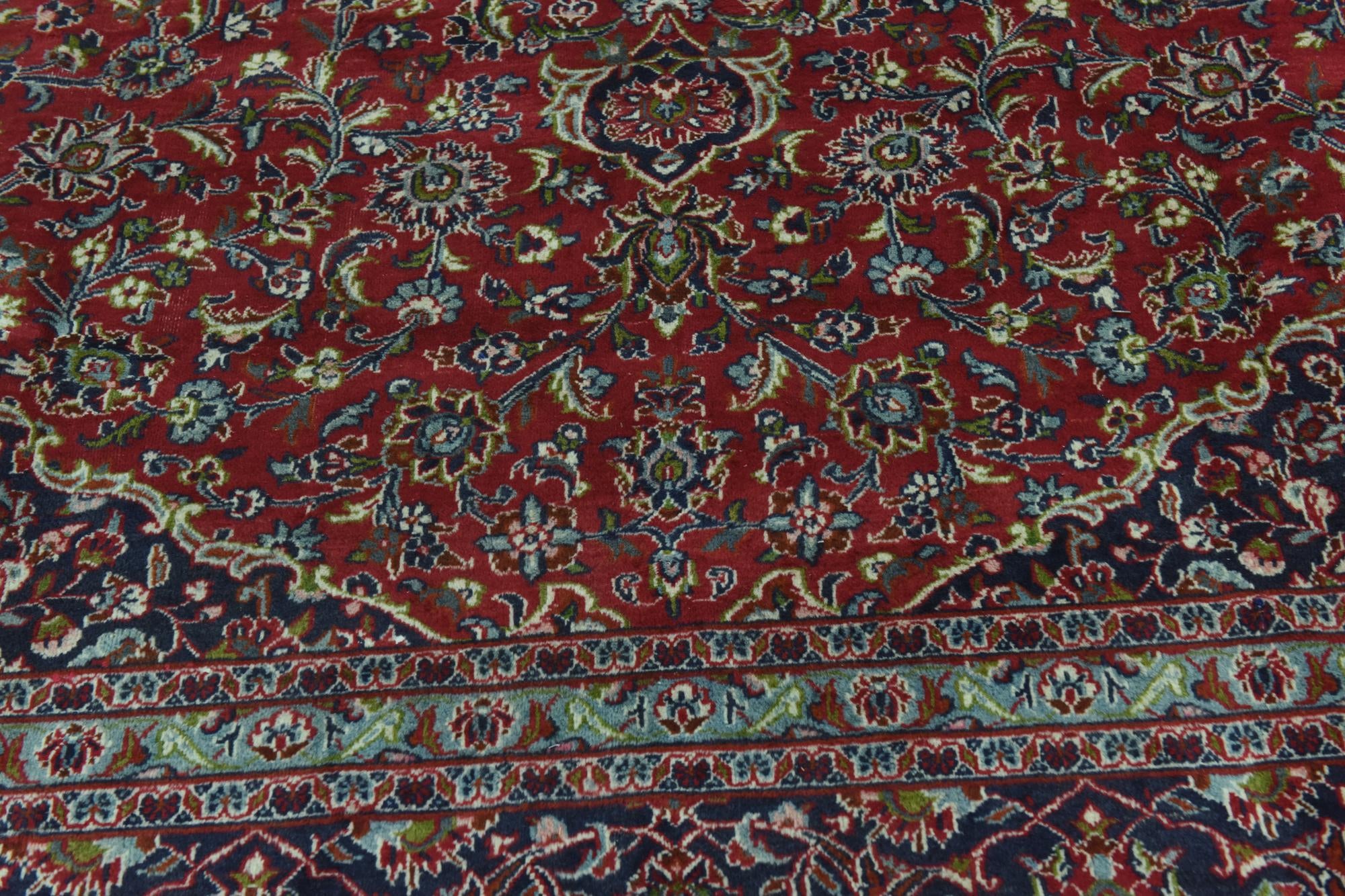 9' 6 x 12' 10 Hand Knotted Mashad Persian Wool Rug