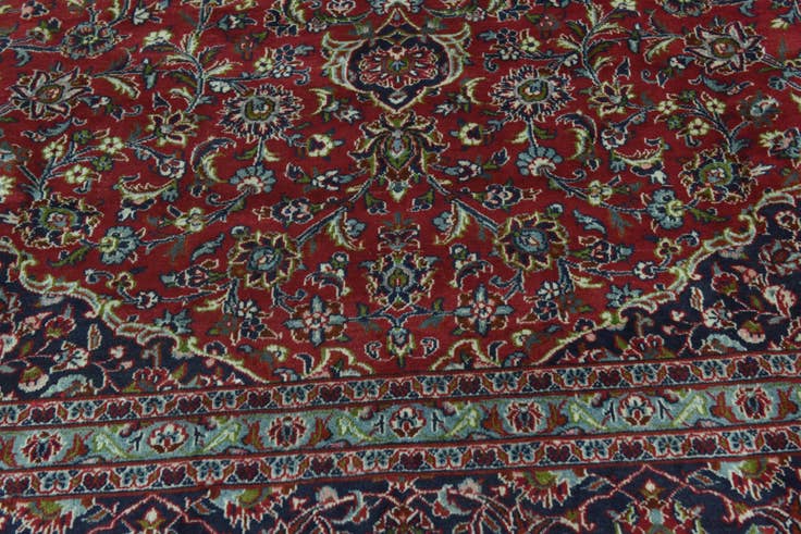 Detail image of 9' 6 x 12' 10 Hand Knotted Mashad Persian Wool Rug