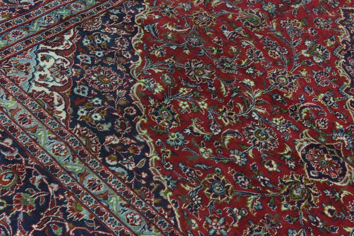 9' 6 x 12' 10 Hand Knotted Mashad Persian Wool Rug