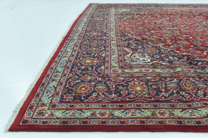 9' 6 x 12' 10 Hand Knotted Mashad Persian Wool Rug