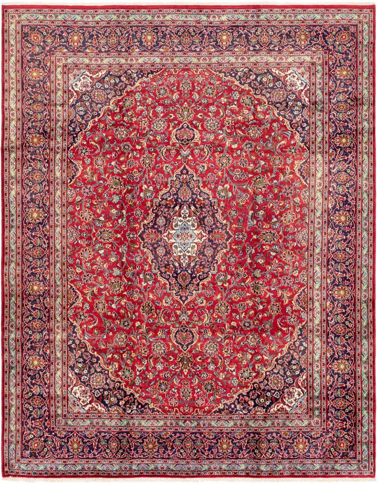 Detail image of 9' 6 x 12' 10 Hand Knotted Mashad Persian Wool Rug