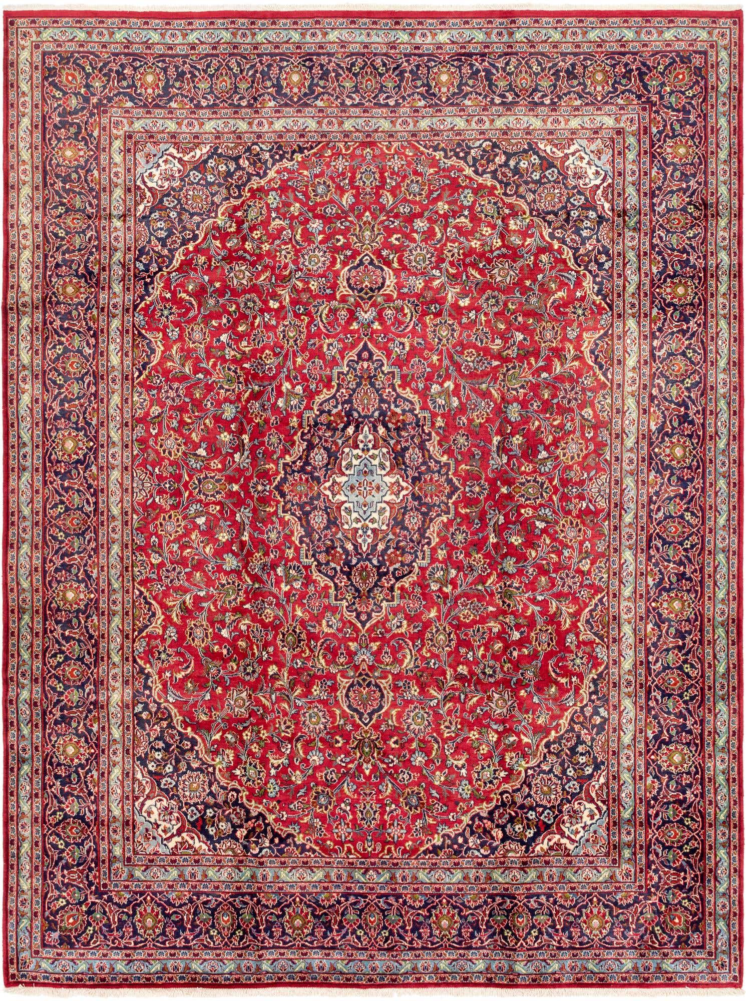 9' 6 x 12' 10 Hand Knotted Mashad Persian Wool Rug
