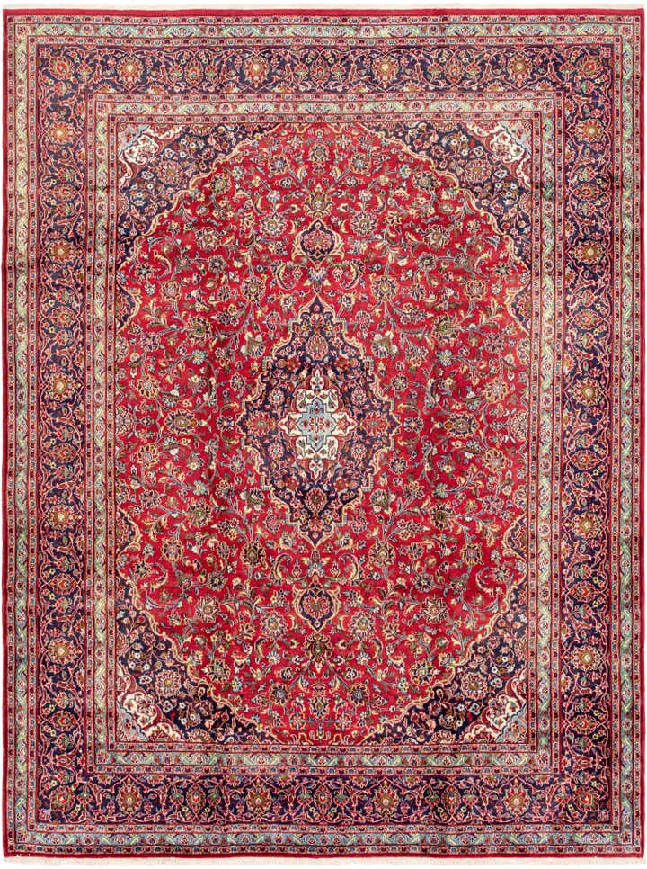 9' 6 x 12' 10 Hand Knotted Mashad Persian Wool Rug
