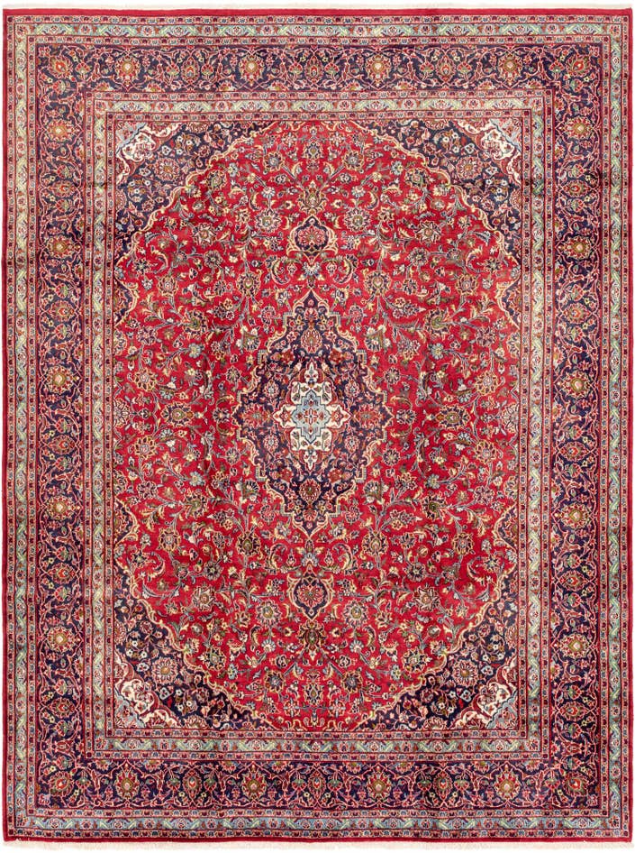 Detail image of 9' 6 x 12' 10 Hand Knotted Mashad Persian Wool Rug