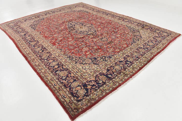 Detail image of 9' 8 x 12' 6 Hand Knotted Mashad Persian Wool Rug