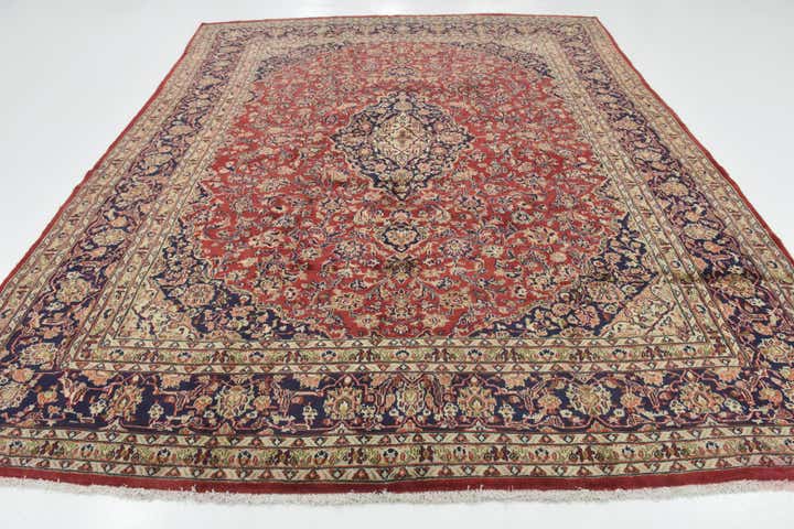 9' 8 x 12' 6 Hand Knotted Mashad Persian Wool Rug