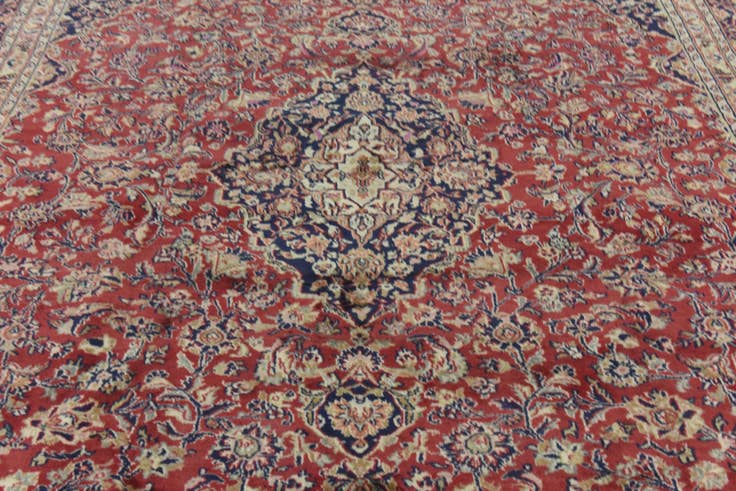 Detail image of 9' 8 x 12' 6 Hand Knotted Mashad Persian Wool Rug