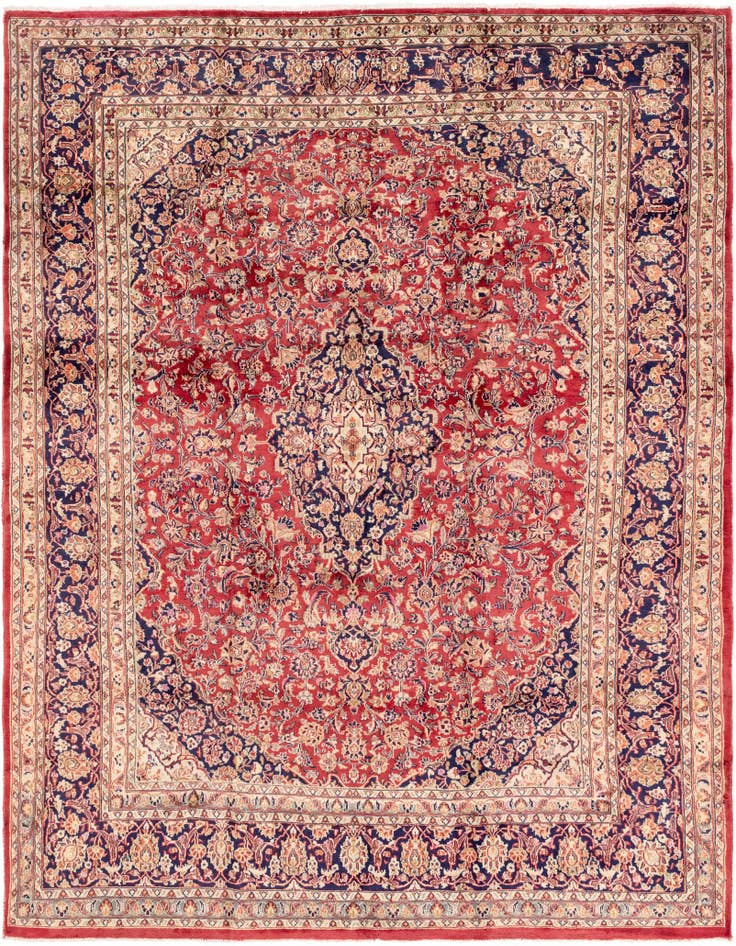 Detail image of 9' 8 x 12' 6 Hand Knotted Mashad Persian Wool Rug
