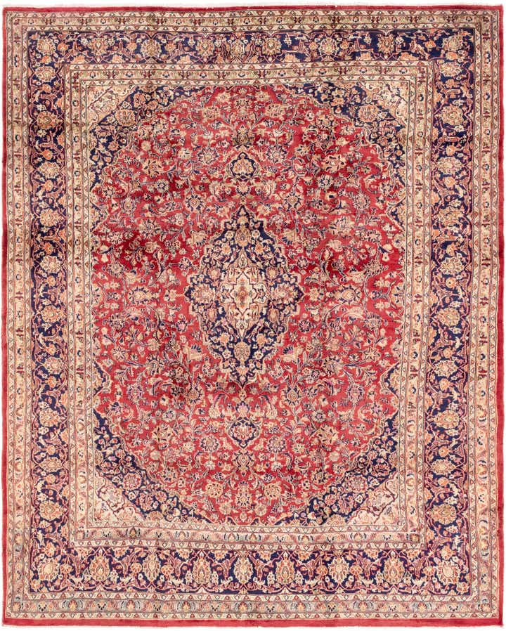 9' 8 x 12' 6 Hand Knotted Mashad Persian Wool Rug