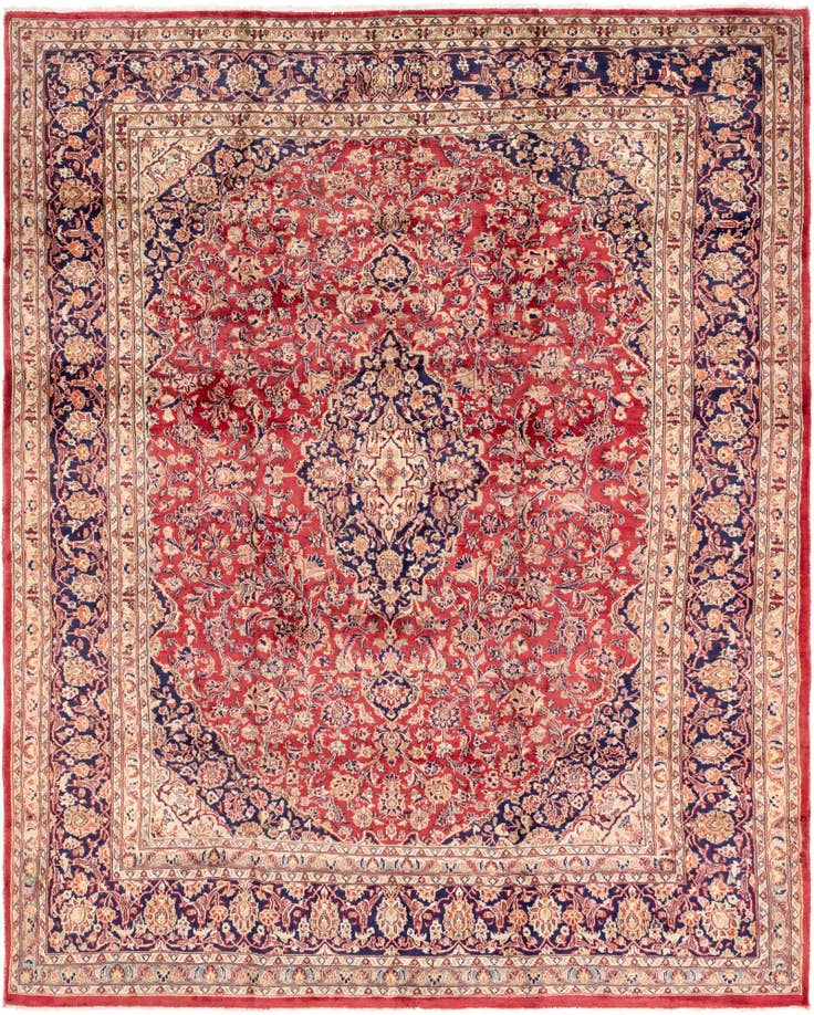 Detail image of 9' 8 x 12' 6 Hand Knotted Mashad Persian Wool Rug