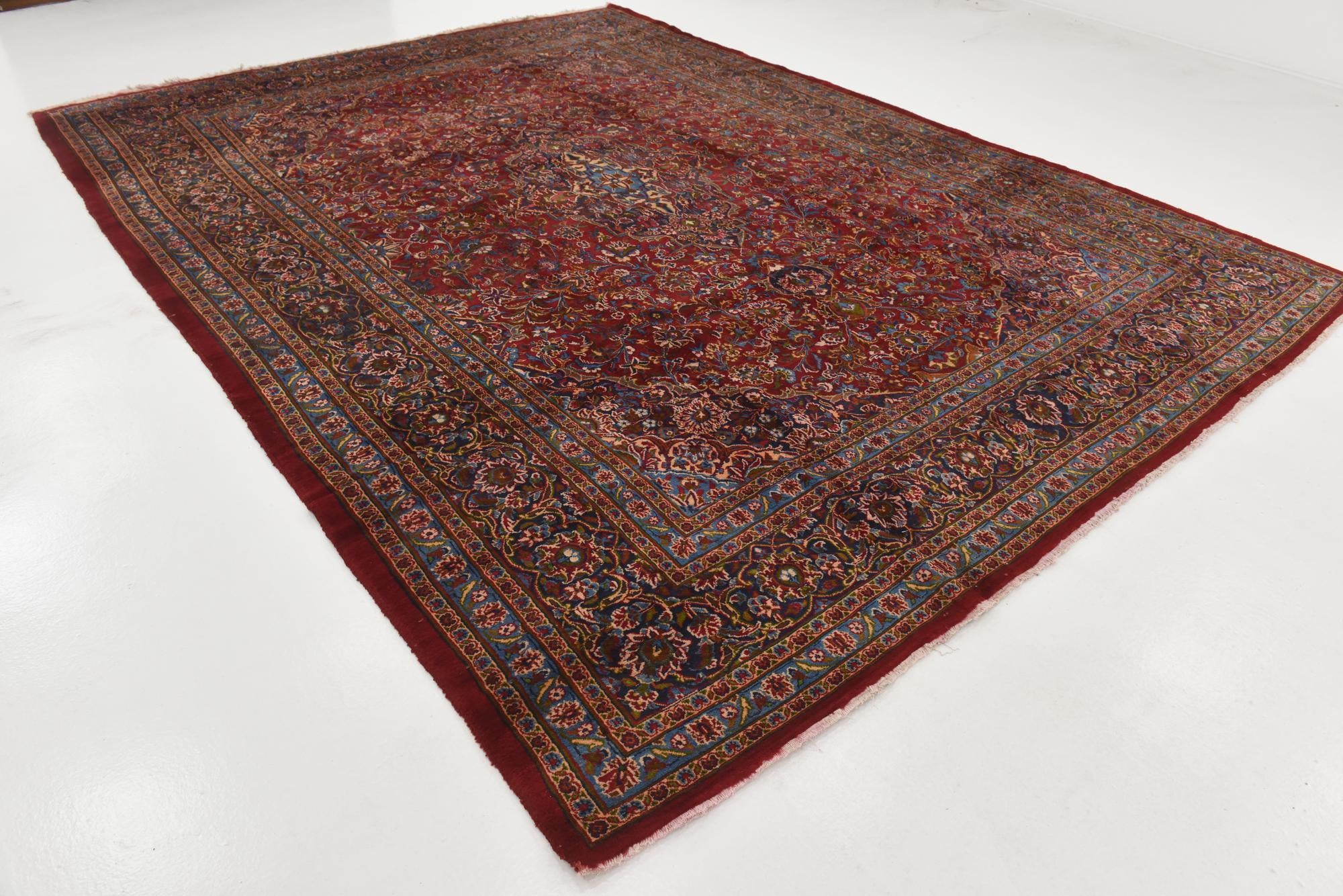 9' 8 x 13' Hand Knotted Mashad Persian Wool Rug