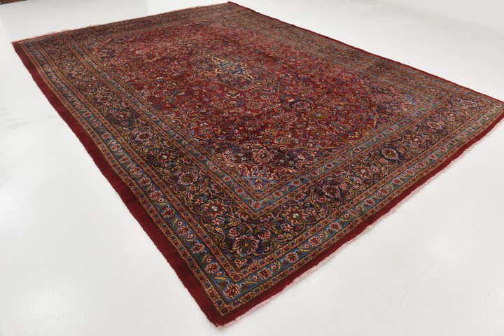 9' 8 x 13' Hand Knotted Mashad Persian Wool Rug
