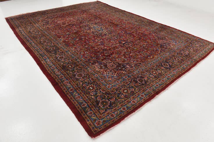 Detail image of 9' 8 x 13' Hand Knotted Mashad Persian Wool Rug