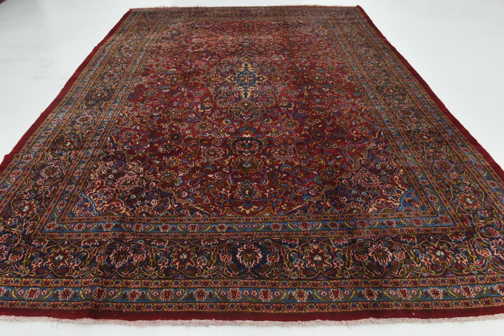 9' 8 x 13' Hand Knotted Mashad Persian Wool Rug