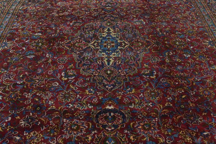 9' 8 x 13' Hand Knotted Mashad Persian Wool Rug