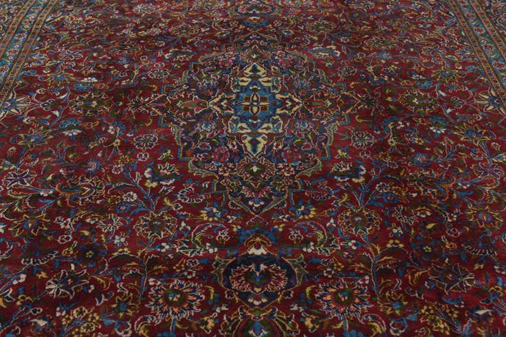 Detail image of 9' 8 x 13' Hand Knotted Mashad Persian Wool Rug