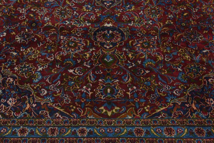 9' 8 x 13' Hand Knotted Mashad Persian Wool Rug