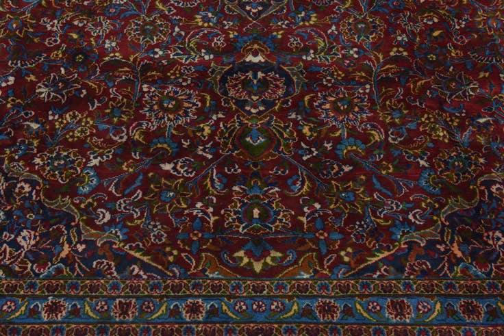 Detail image of 9' 8 x 13' Hand Knotted Mashad Persian Wool Rug