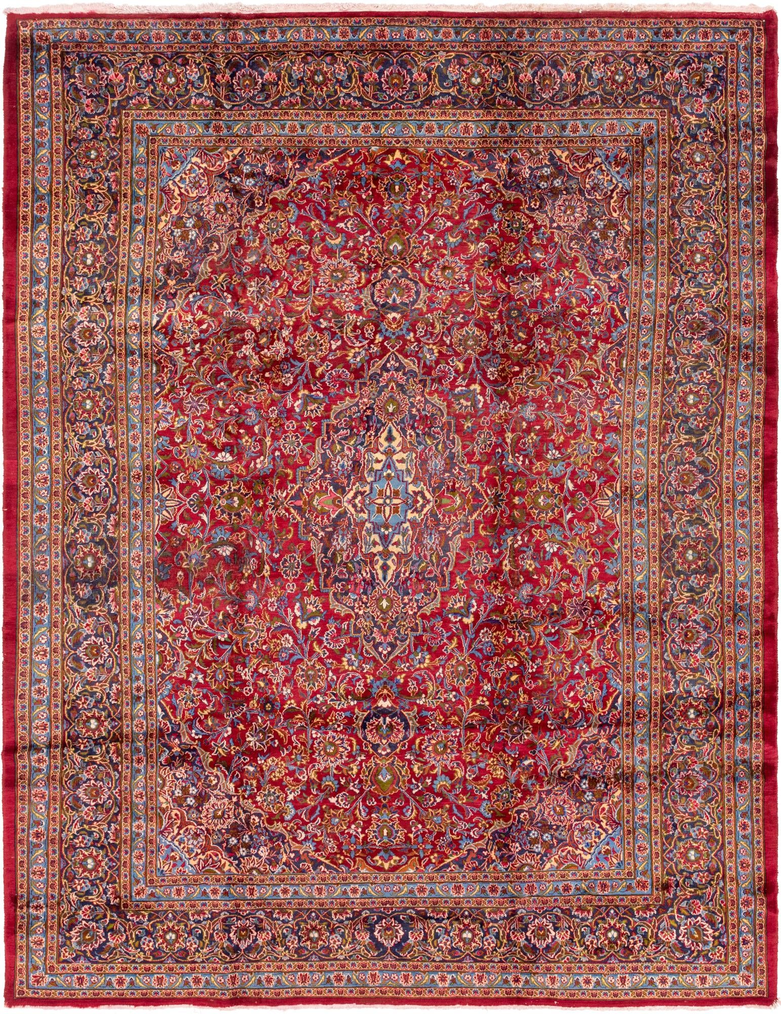9' 8 x 13' Hand Knotted Mashad Persian Wool Rug