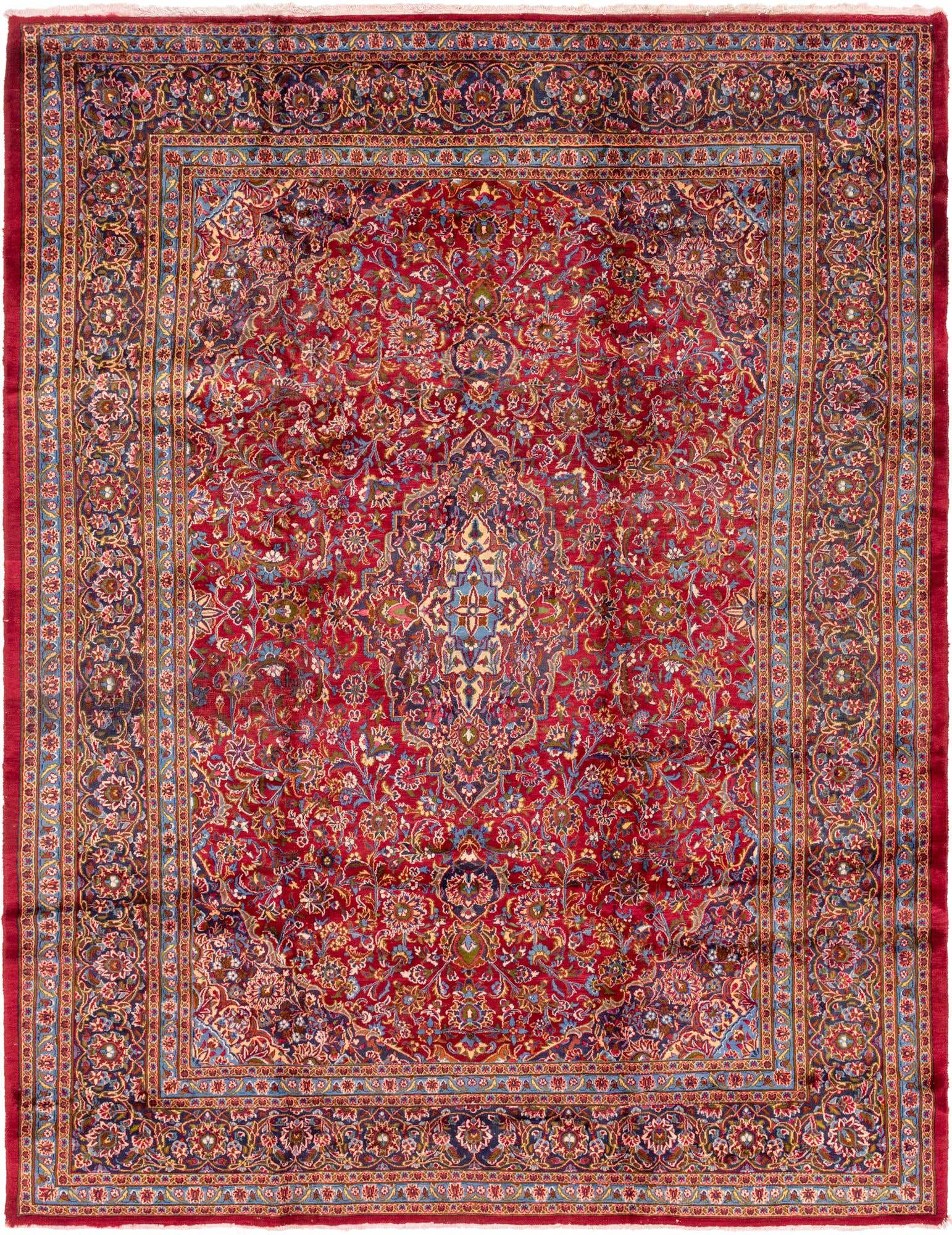 9' 8 x 13' Hand Knotted Mashad Persian Wool Rug