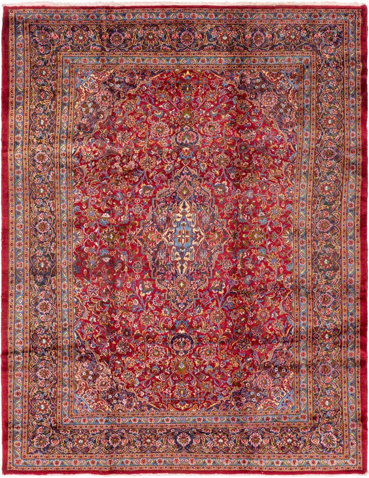 9' 8 x 13' Hand Knotted Mashad Persian Wool Rug