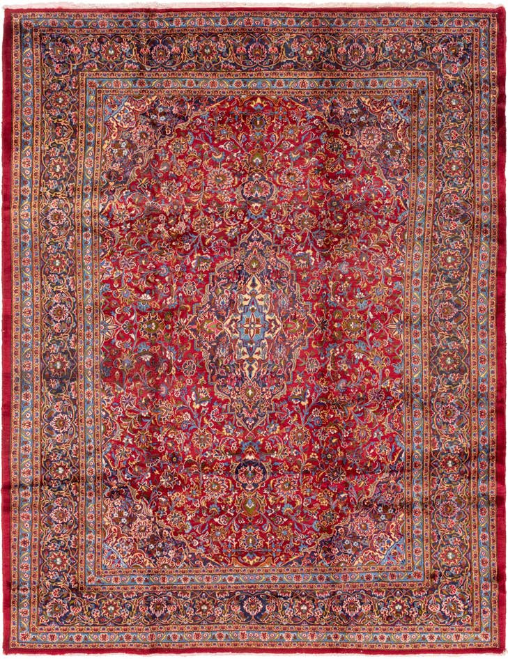 Detail image of 9' 8 x 13' Hand Knotted Mashad Persian Wool Rug