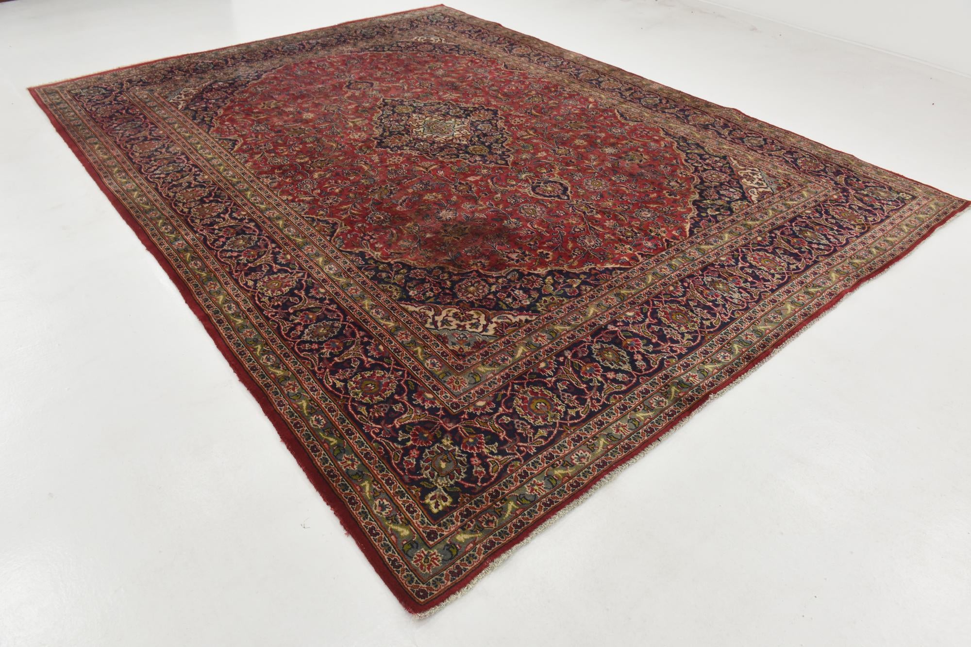 9' 6 x 12' 6 Hand Knotted Mashad Persian Wool Rug