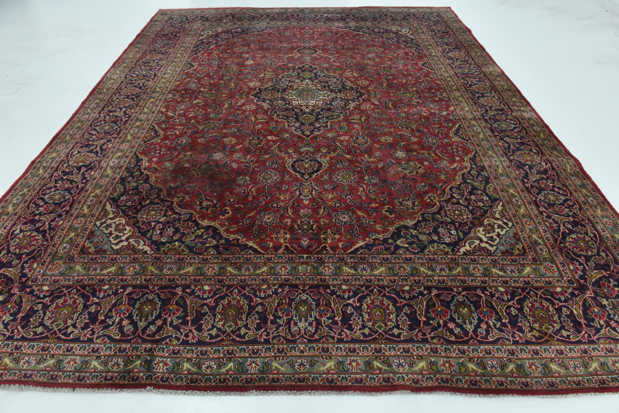 9' 6 x 12' 6 Hand Knotted Mashad Persian Wool Rug