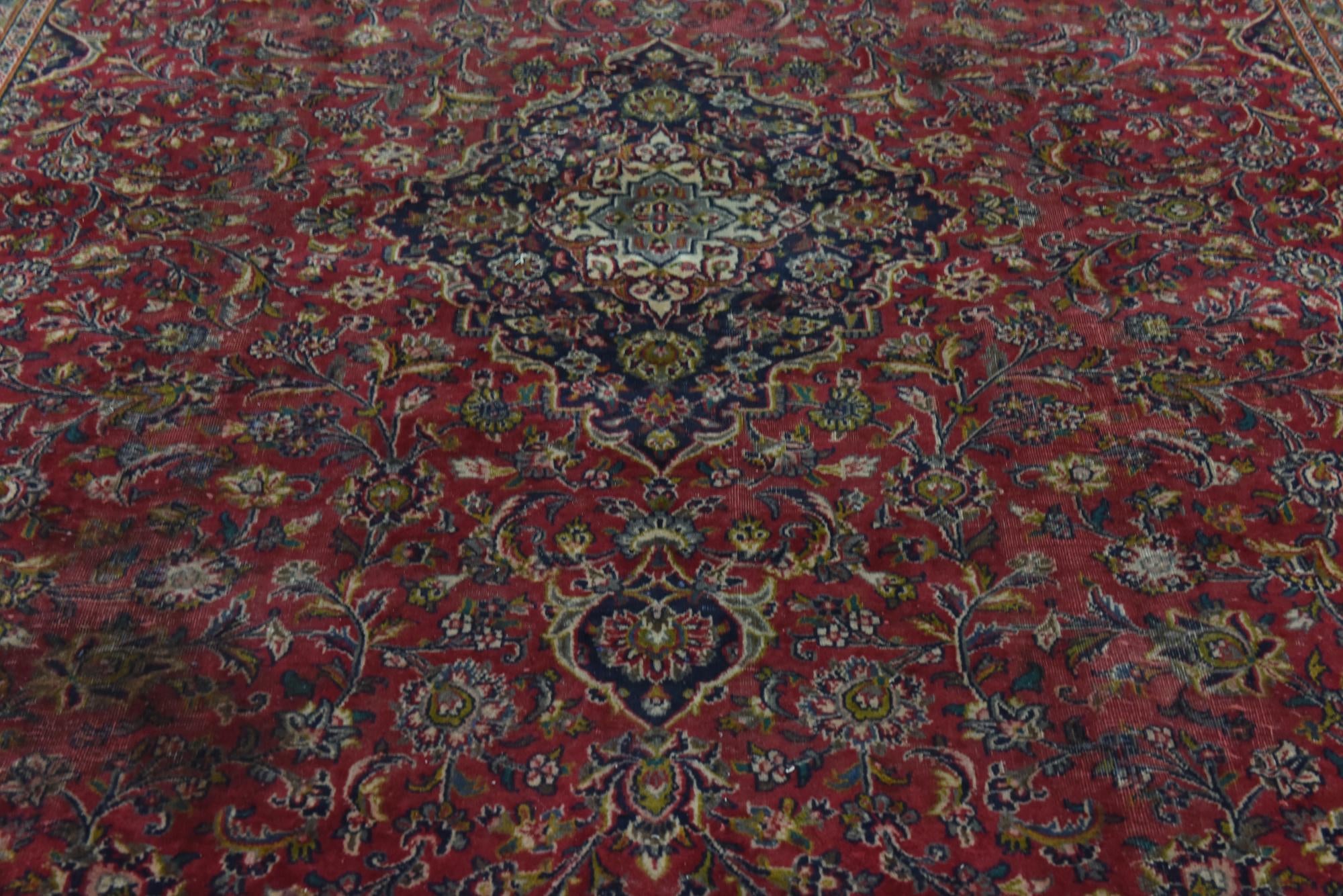 9' 6 x 12' 6 Hand Knotted Mashad Persian Wool Rug